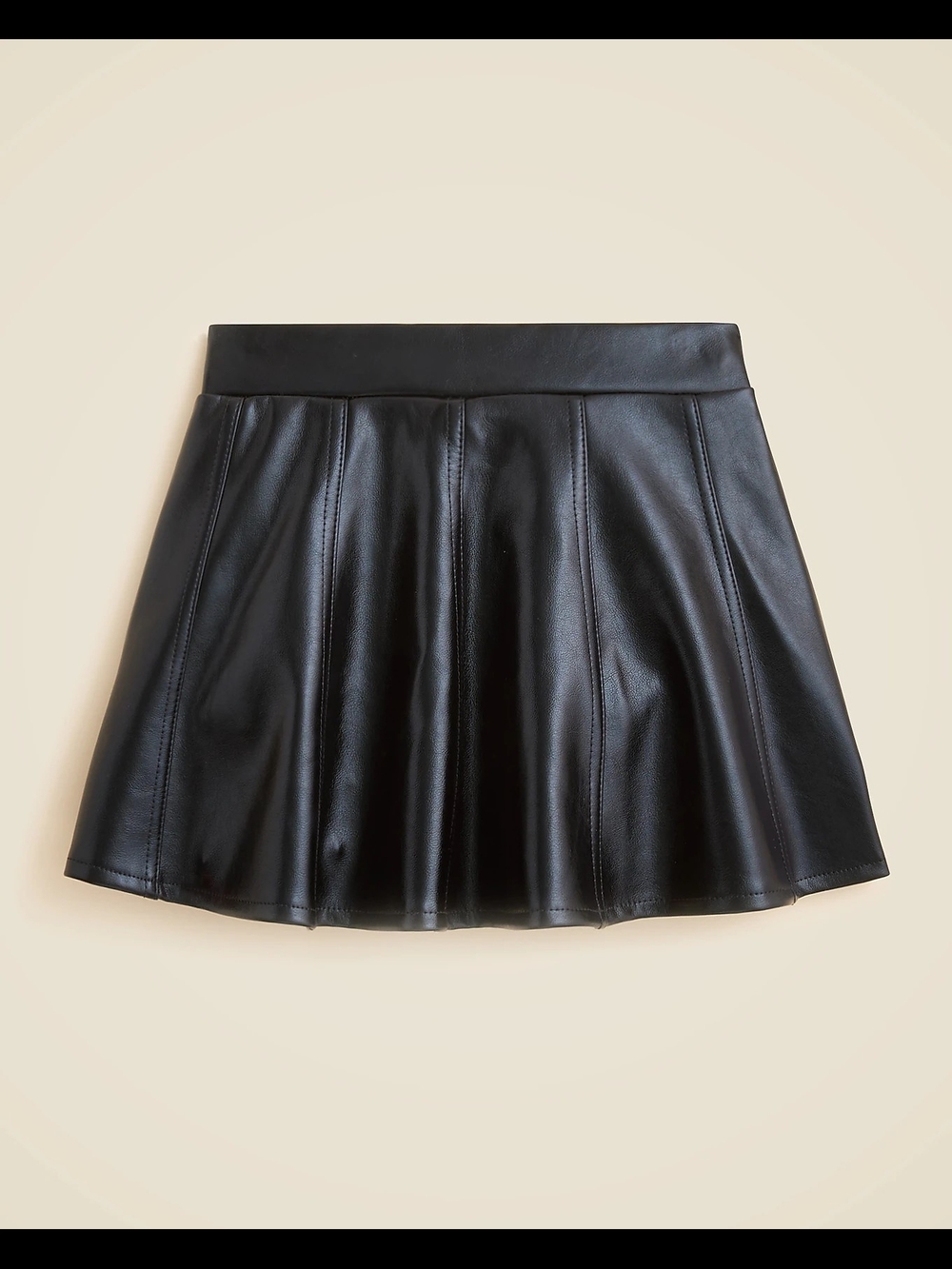 Crewcuts Girls Faux Leather Pleated Mini Skater Skirt, 8, Black